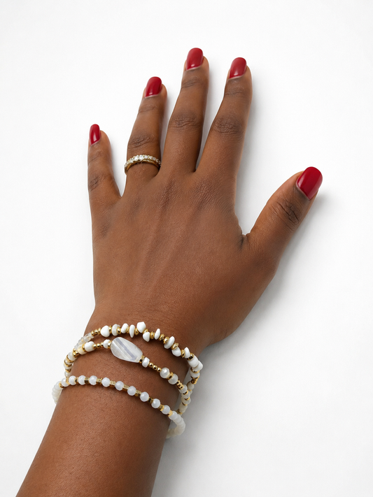 White and Gold Set – Trio of Elegant Bracelets
