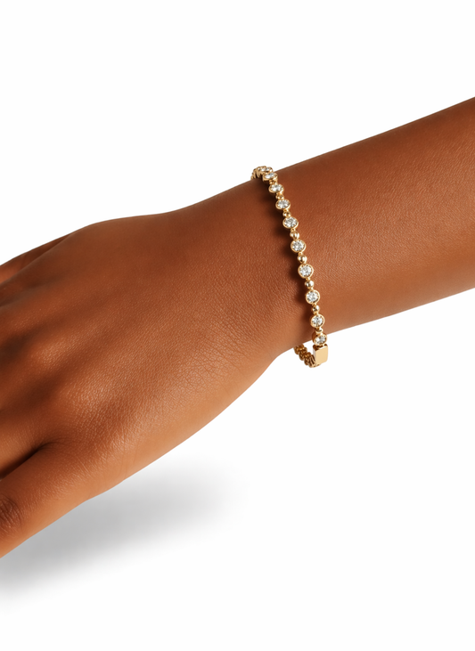 LÉNA – Bracelet zircon doré