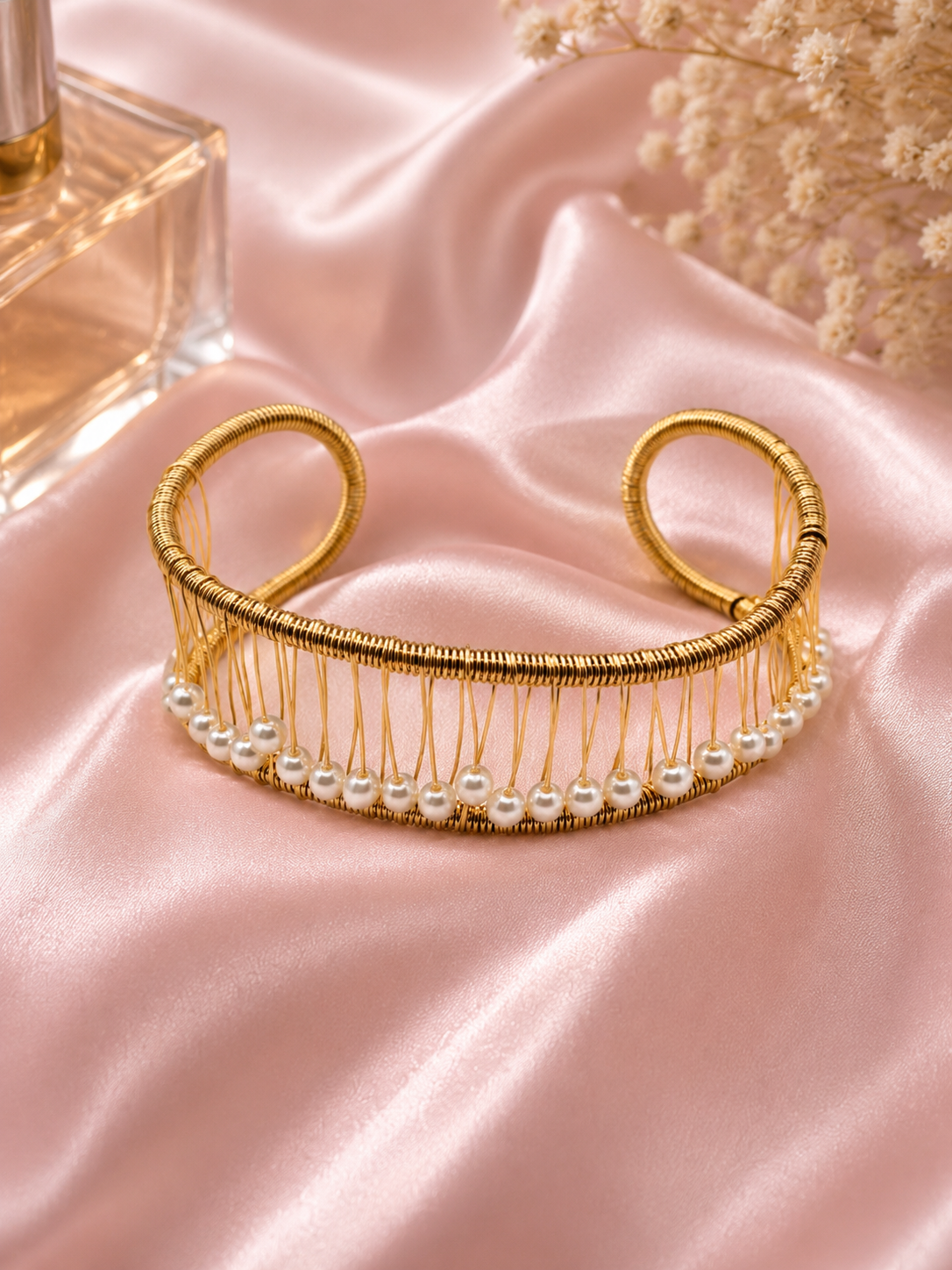 Velina gold beaded cuff bracelet