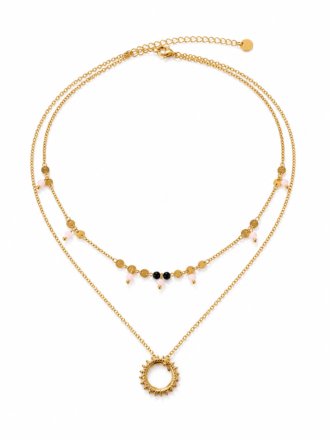 Double Sun Rosé – Double-row gold necklace
