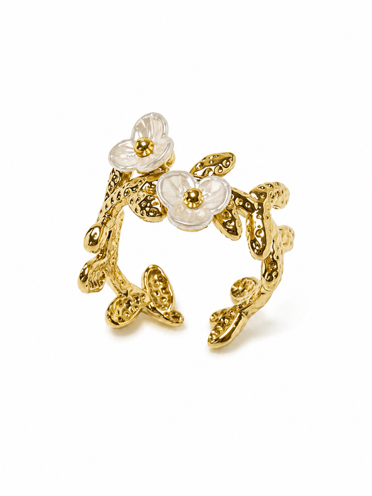 Mirelys – Bague florale nacrée