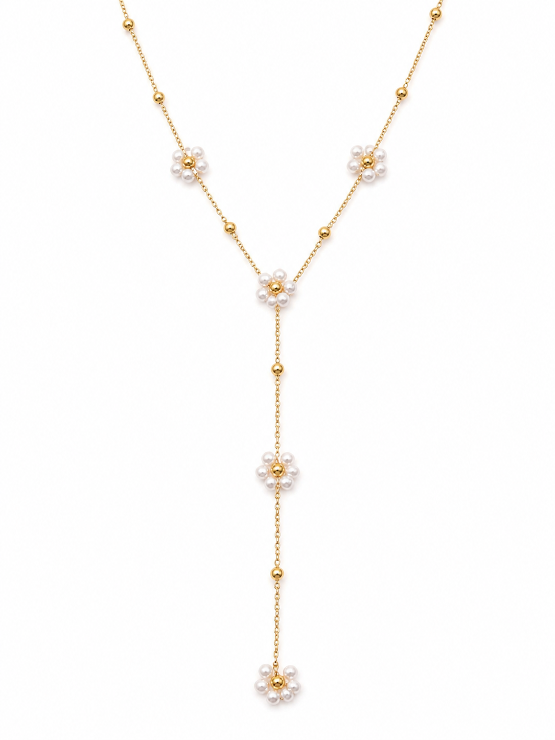 Rosélia Beaded Necklace – Elegant Gold Y Pendant