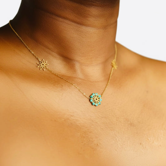 SOLÉA TURQUOISE – Turquoise flower necklace