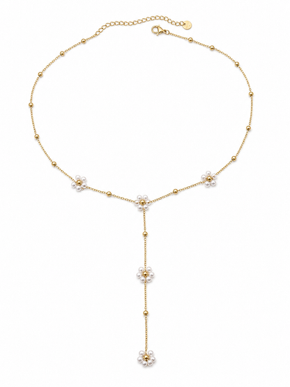 Collier Rosélia Perlé – Pendentif Y élégant doré