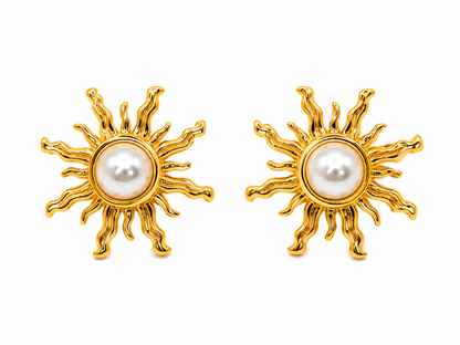 Schmuckset Solaria – Halskette & Ohrringe mit vergoldeter Sonne