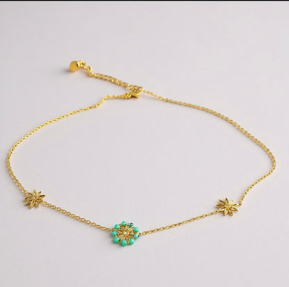 SOLÉA TURQUOISE – Collier fleur turquoise