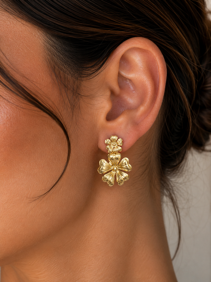 Boucles d’Oreilles Floraé Dorées