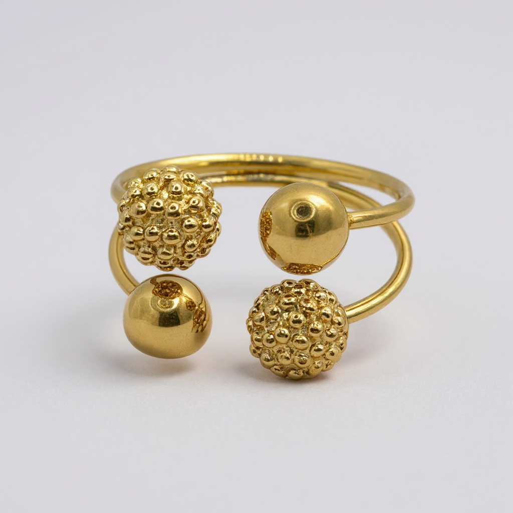 Gold-plated Lyra Ring with Beads