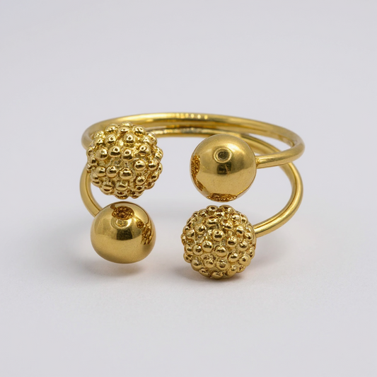 Gold-plated Lyra Ring with Beads