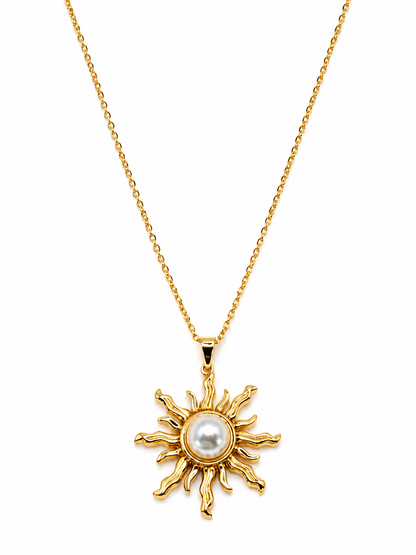 Schmuckset Solaria – Halskette & Ohrringe mit vergoldeter Sonne