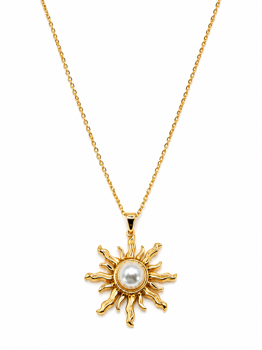 Solaria Set – Golden sun necklace & earrings