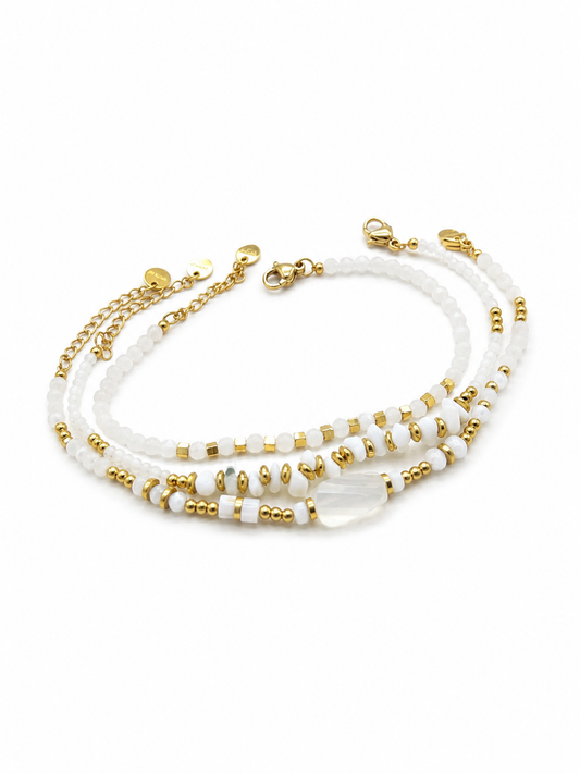 White and Gold Set – Trio of Elegant Bracelets
