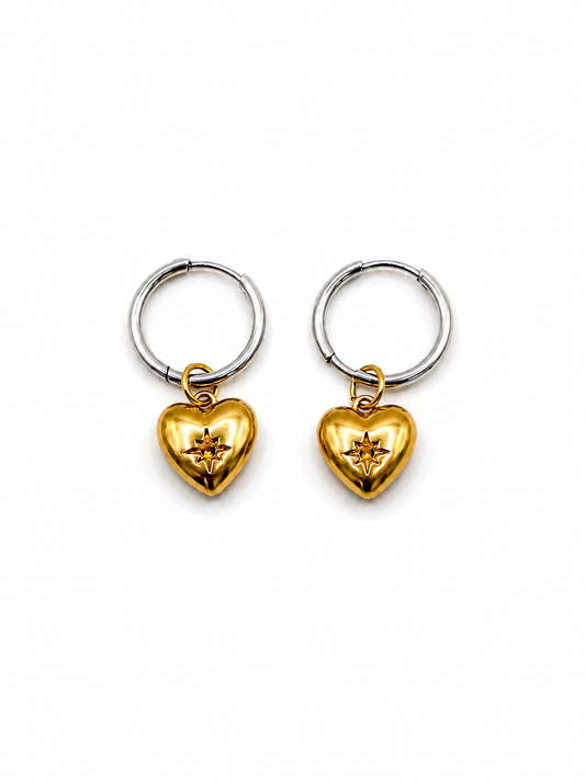 Célestia Heart Hoops – Gold Heart Hoop Earrings