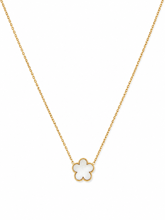 Mother-of-Pearl Clover – Elegant Gold-Plated Dainty Necklace