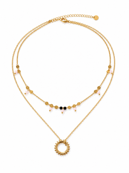 Double Soleil Rosé – Collier double rang doré