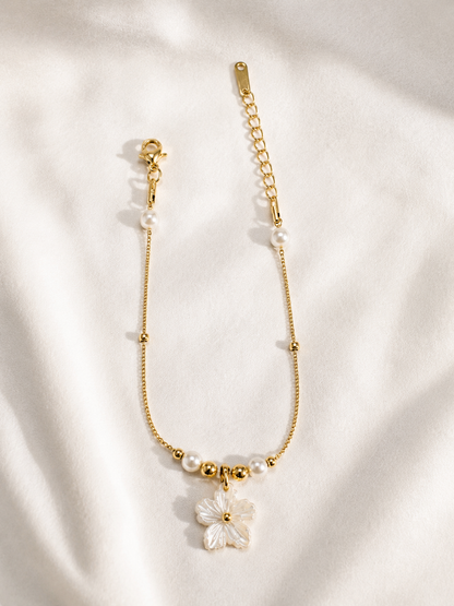 FLEUR D’AURORE – Bracelet fleur doré