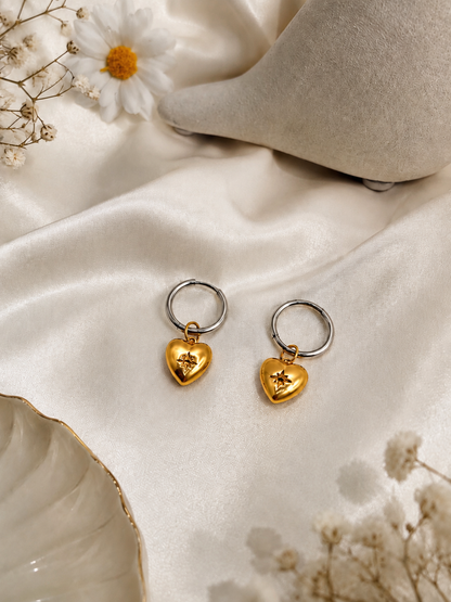 Boucles Célestia Heart – Créoles cœur doré