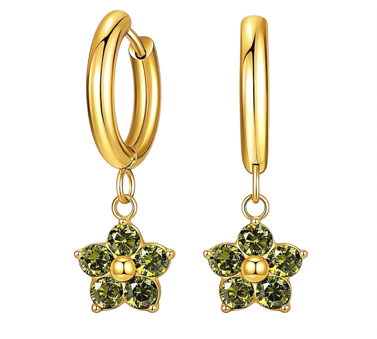 Emeria Bloom Hoops – Gold floral creoles