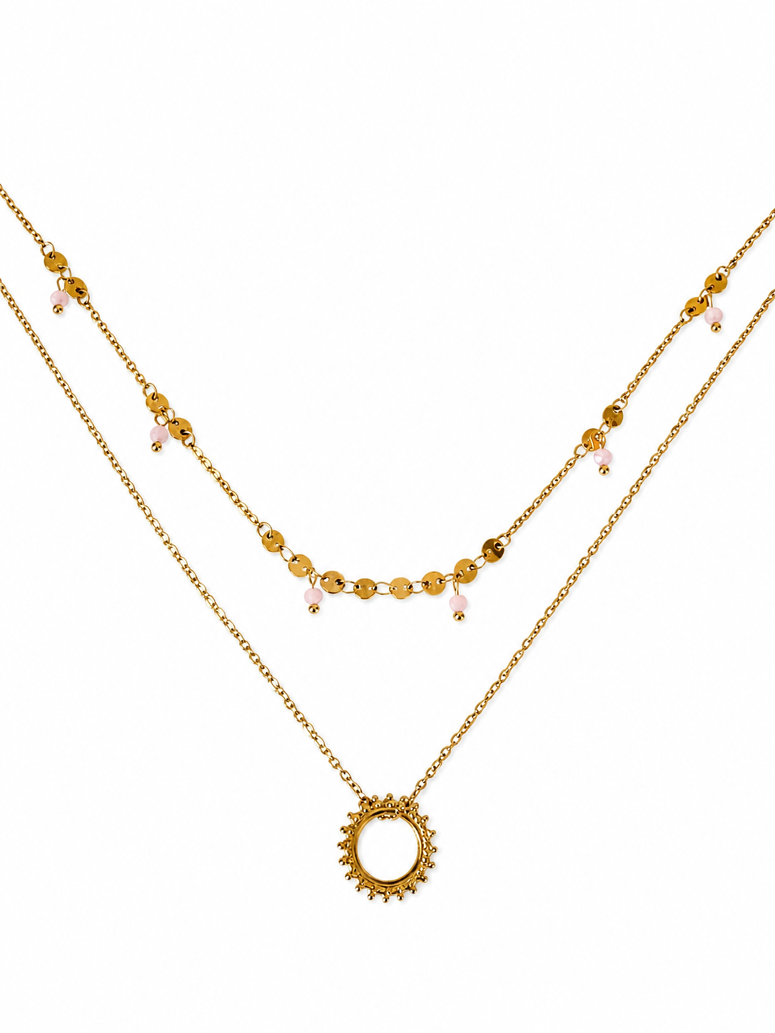 Double Sun Rosé – Double-row gold necklace