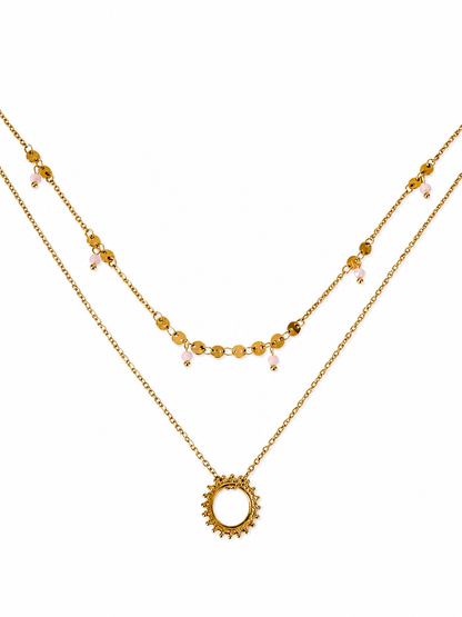 Double Soleil Rosé – Collier double rang doré