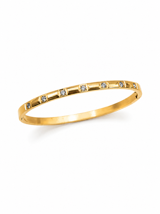 Bracelet jonc Flora doré à zircons