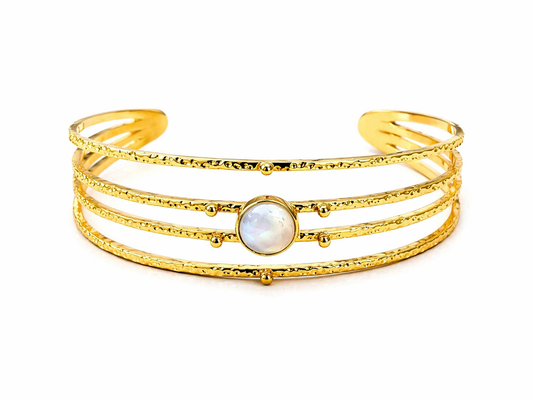 Luna Cuff – Adjustable gold-plated mother-of-pearl bracelet