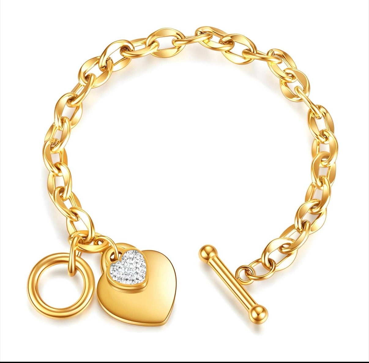 Gold-plated Rosa bracelet with double heart