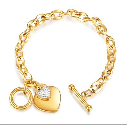 Bracelet Rosa doré à double cœur