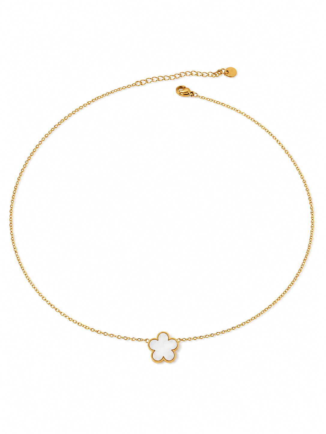 Mother-of-Pearl Clover – Elegant Gold-Plated Dainty Necklace