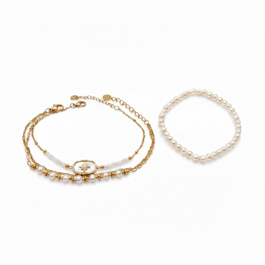 Ensemble Perlé Doré – Bracelets élégants