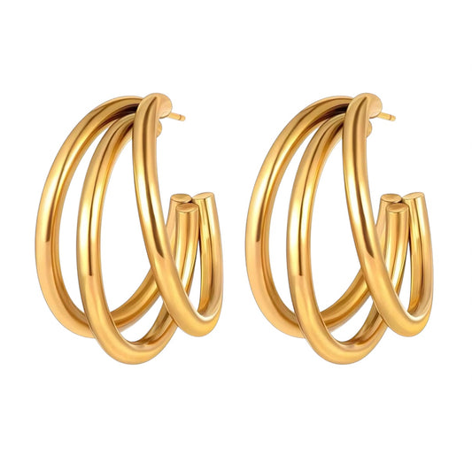 Maëlys Hoops – Gold Intertwined Creole Earrings