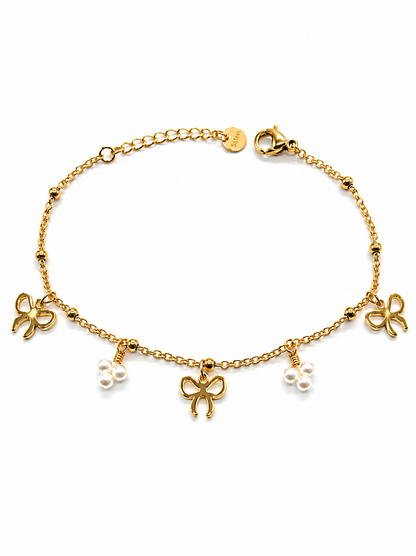 Noevis — Bracelet nœuds et perles doré