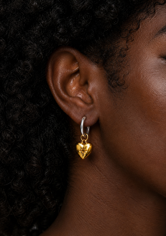 Boucles Célestia Heart – Créoles cœur doré